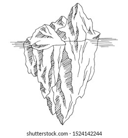 Iceberg graphic black white isolated sketch illustration vector