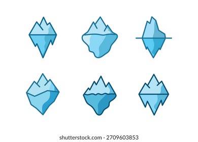Iceberg gráfico ícone setconceptual do aquecimento global e das alterações climáticas