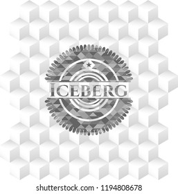 Iceberg grey emblem. Vintage with geometric cube white background