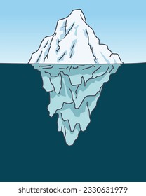 Iceberg - hand drawn vector illustration. Layout element with copy space.