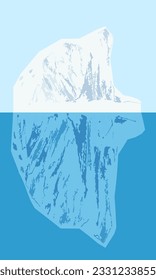 Iceberg - hand drawn vector illustration. Flat color design.