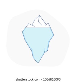 Iceberg, hidden problems concept. Polygonal iceberg under and above water as business or personal problem. Flat line vector illustration concept.