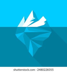 Iceberg or ice mountain floating on blue water ocean sea flat icon vector design