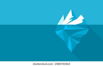 Iceberg or ice mountain floating on blue water ocean sea flat icon vector design