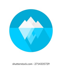 Iceberg or ice mountain on circle icon flat vector design