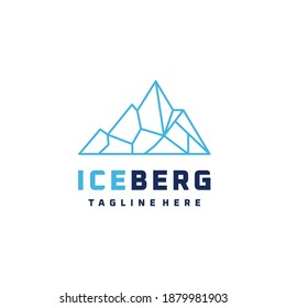 iceberg, ice peak stone mountain line art logo illustration