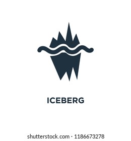 Iceberg icon. Black filled vector illustration. Iceberg symbol on white background. Can be used in web and mobile.