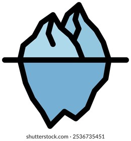 Icono de iceberg con estilo de contorno plano