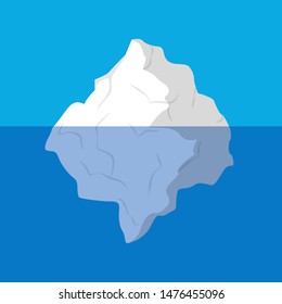 Iceberg icon. Giant ice glacier underwater. Ocean mountain, antarctic climate. Isolated vector illustration in flat style