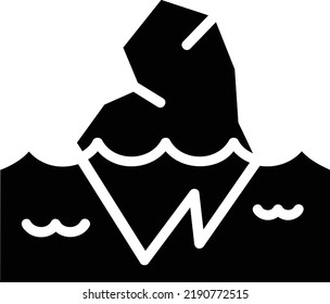 Iceberg Icon With Glyph Style, Global Warming Sign And Symbol Isolated On White Background