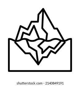 Iceberg Icon. Line Art Style Design Isolated On White Background
