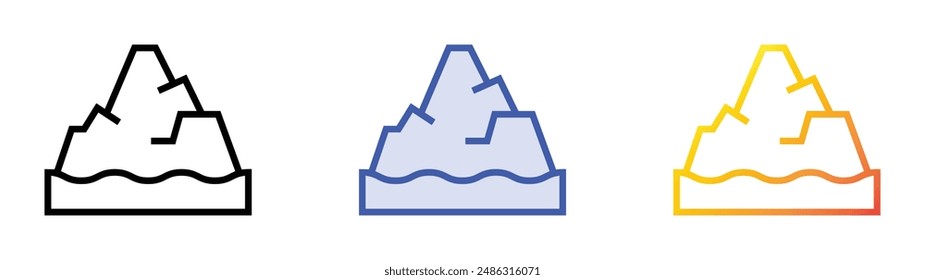 iceberg icon. Linear, Blue Fill and Gradient Style Design Isolated On White Background