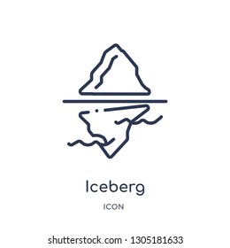 iceberg icon from nature outline collection. Thin line iceberg icon isolated on white background.