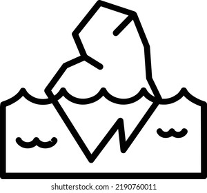 Iceberg Icon With Outline Style, Global Warming Sign And Symbol Isolated On White Background