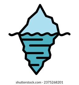 Iceberg icon outline vector. Ice glacier. Sea arctic color flat