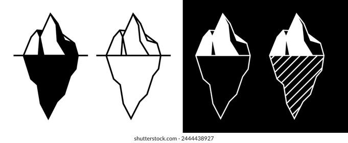 Iceberg icon. A piece of ice in the ocean or sea. Symbol of cold, ice floe or ice.