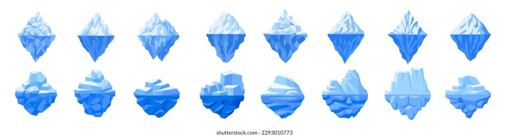Iceberg Icon Set. Cartoon und Dreieck-Stil.