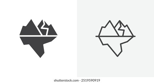 Iceberg icon. solid filled and stroke thin line style eps 10