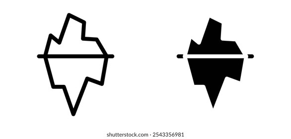 Iceberg icon symbol collection on white background.