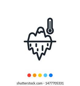 Iceberg icon that is melting because of global warming,Vector.
