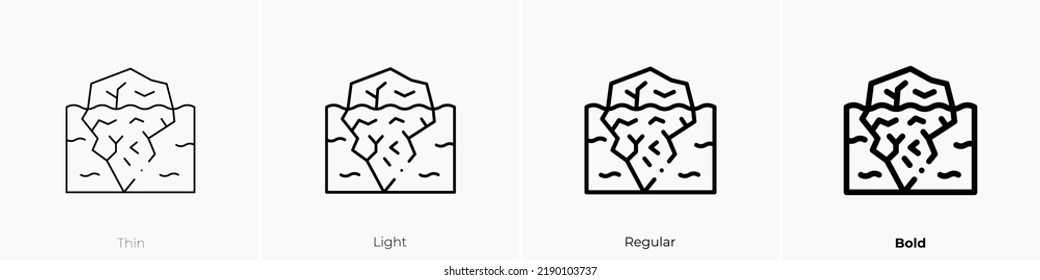 iceberg icon. Thin, Light Regular And Bold style design isolated on white background