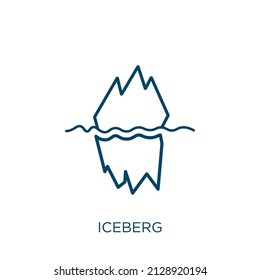 iceberg icon. Thin linear iceberg outline icon isolated on white background. Line vector iceberg sign, symbol for web and mobile