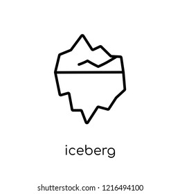 iceberg icon. Trendy modern flat linear vector iceberg icon on white background from thin line collection, outline vector illustration