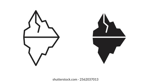 Iceberg icons in flat and line style set.