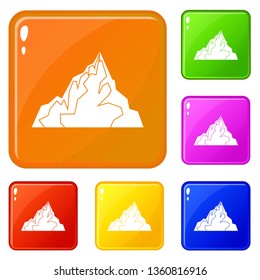 Iceberg icons set collection vector 6 color isolated on white background