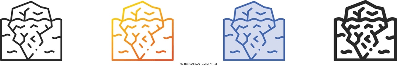 iceberg icon.Thin Linear, Gradient, Blue Stroke and bold Style Design Isolated On White Background