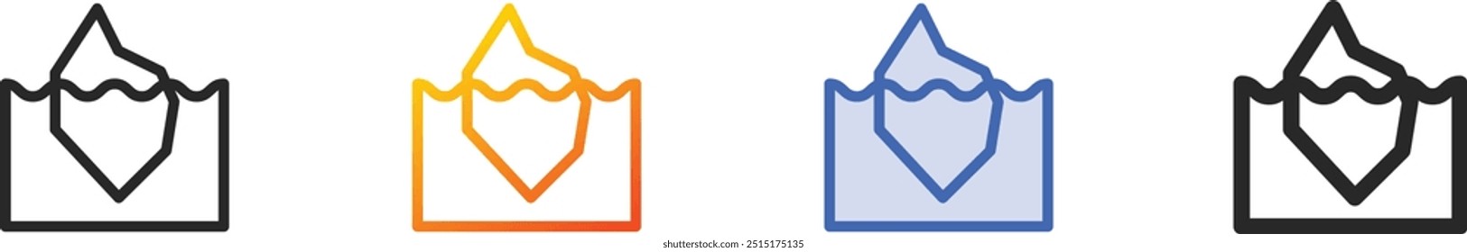 iceberg icon.Thin Linear, Gradient, Blue Stroke and bold Style Design Isolated On White Background