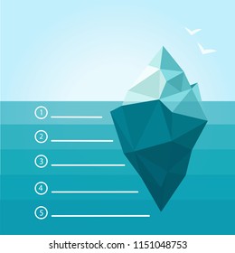 Iceberg, illustration, vector, underwater, background, ocean, water, ice, infographic, sea, design, template, blue, white, concept, abstract, winter, business, under, antarctic, polar, symbol.