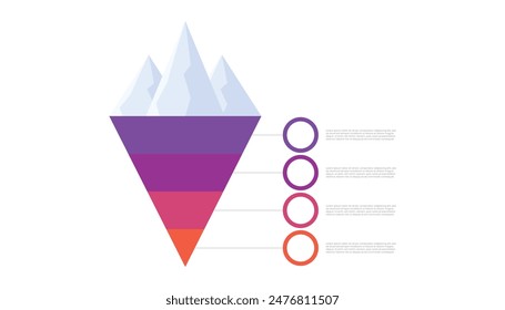 Iceberg infographic with 4 steps to success. Presentation slide template.