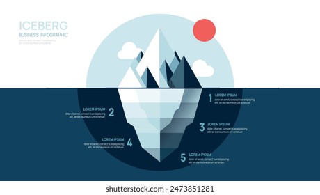 Iceberg infographic template for business. Modern 4 steps to success template vector infographics.