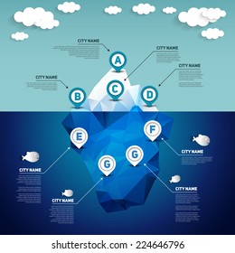 Iceberg infographic, vector illustration