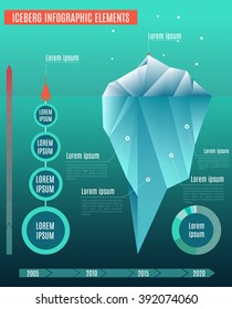 Iceberg infographics elements. Set of  business infographic elements. Low polygon style illustrations. Underwater infographics.