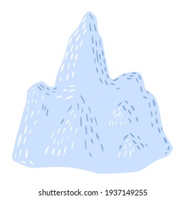 Iceberg isolated on white background. Abstract hill ice blue color. Sketch in style doodle vector illustration.