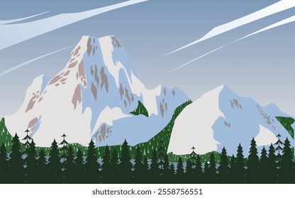 Iceberg landscape background with forest