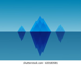 Iceberg landscape, iceberg underwater blue ocean, vector illustration