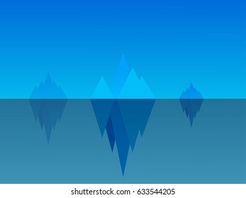Iceberg landscape, iceberg underwater blue ocean, vector illustration