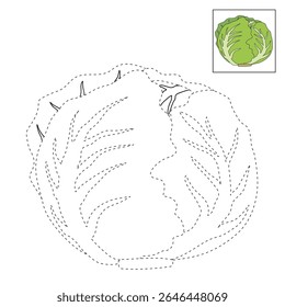 Iceberg Alface páginas de coloração para crianças. Alface Iceberg de traço e cor. Iceberg Alface arte linha isolado no vetor de fundo branco. Planilhas de jardim de infância e pré-escola imprimíveis para crianças. 