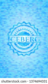 Iceberg light blue emblem with triangle mosaic background
