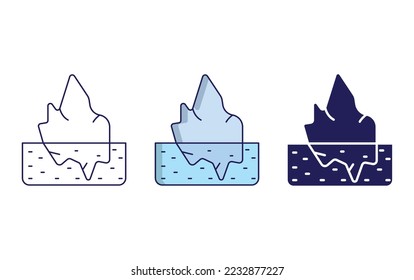 Iceberg line and glyph icon, vector illustration