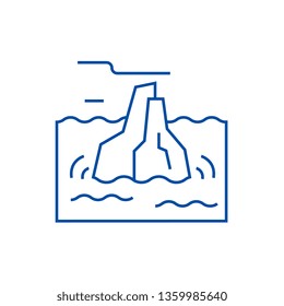 Iceberg line icon concept. Iceberg flat  vector symbol, sign, outline illustration.
