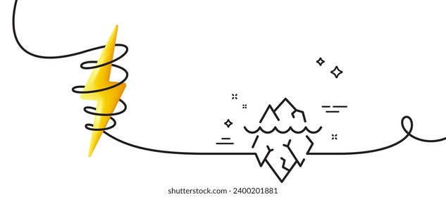Iceberg line icon. Continuous one line with curl. Risk management sign. Reduce threat symbol. Iceberg single outline ribbon. Loop curve with energy. Vector
