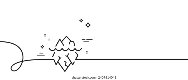 Iceberg line icon. Continuous one line with curl. Risk management sign. Reduce threat symbol. Iceberg single outline ribbon. Loop curve pattern. Vector