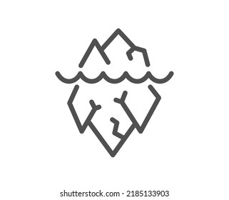 Iceberg Line Icon. Risk Management Sign. Reduce Threat Symbol. Quality Design Element. Linear Style Iceberg Icon. Editable Stroke. Vector