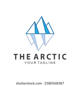 Iceberg logo  Antarctic Cold  Mountain Logo Design  with blue collor  simple design  