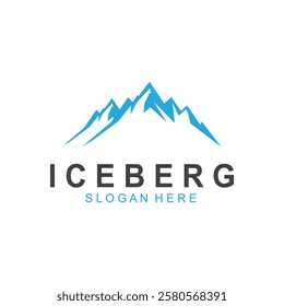 Iceberg logo  Antarctic Cold  Mountain Logo Design  with blue collor  simple design  