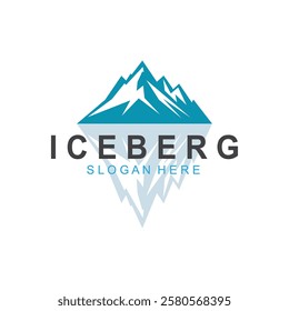 Iceberg logo  Antarctic Cold  Mountain Logo Design  with blue collor  simple design  